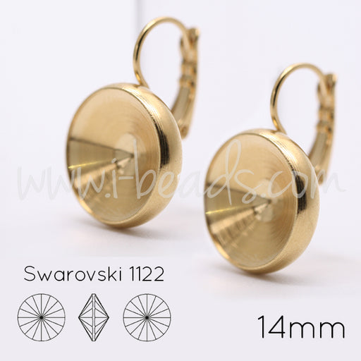 Achat Serti boucle d&#39;oreilles pour Swarovski 1122 rivoli 14mm doré (2)
