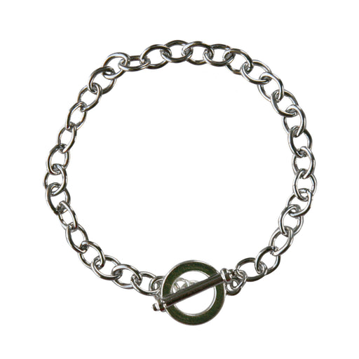 Bracelet chaine métal couleur argent 20cm (1)