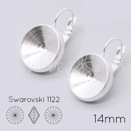 Achat Serti boucle d&#39;oreilles pour Swarovski 1122 rivoli 14mm argenté (2)
