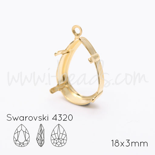 Achat Serti pendentif pour Swarovski 4320 18x13mm doré (1)