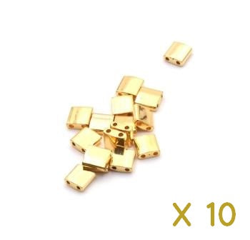 Cc191 - miyuki tila perlen 24kt gold plated 5mm (10 beads)
