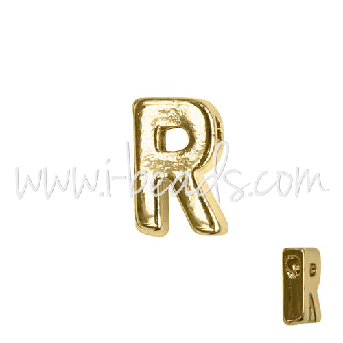 Perle lettre R doré or fin 7x6mm (1)