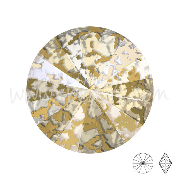 Cristal Swarovski rivoli 1122 crystal gold patina effect 10mm-ss47 (2)