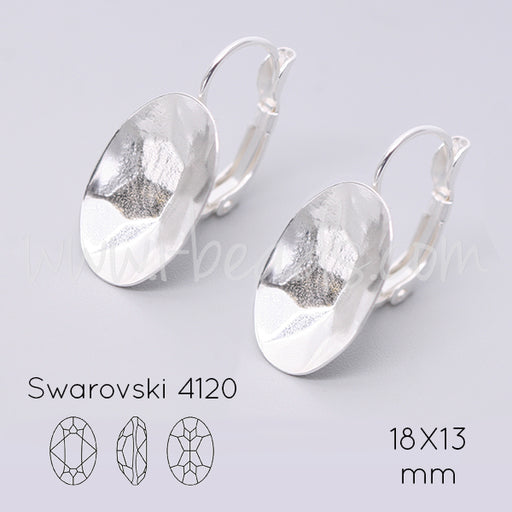 Vertiefte Ohrringfassung für Swarovski 4120 18x13mm silber-plattiert (2)