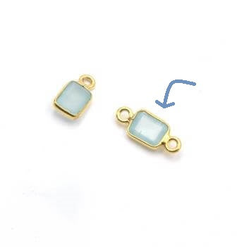 Petit connecteur rectangle Calcedoine sertis vermeil 15x8mm (1)