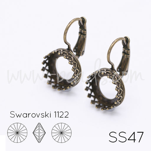 Vintage Ohrringfassung für Swarovski 1122 10mm/SS47 Messing (2)