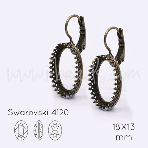 Vintage Ohrringfassung für Swarovski 4120 18x13mm Messing (2)