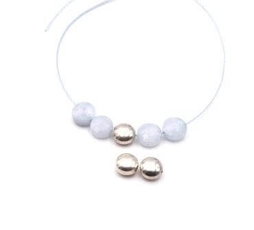 Kleine runde flache Perle aus 925 Sterlingsilber - 6 mm - Loch:0,9 mm (1)