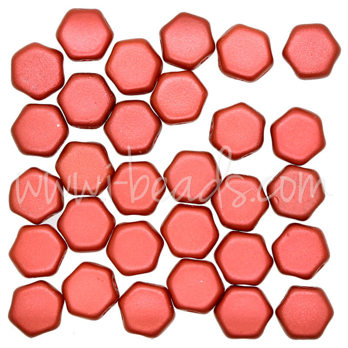 Honeycomb Perlen 6mm chalk lava red (30)