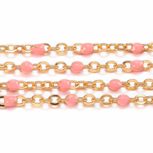 Feine Kette Edelstahl und Emaille PINK 2x1.5x0.5mm (50cm)