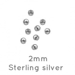 Sterling silber runde perle 2mm silber 925 -0.9mm (20)