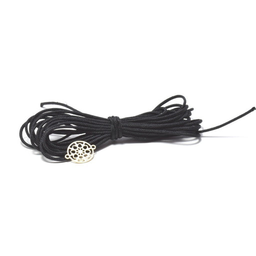 Cordon coton ciré 1mm  BLACK (10 000m)