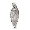 Pendentif véritable feuille d'orme galvanisée platine 50mm (1)