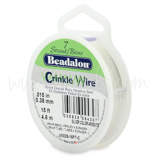 Beadalon fil câble ondulé 7 brins argenté 0.38mm, 4.6m (1)