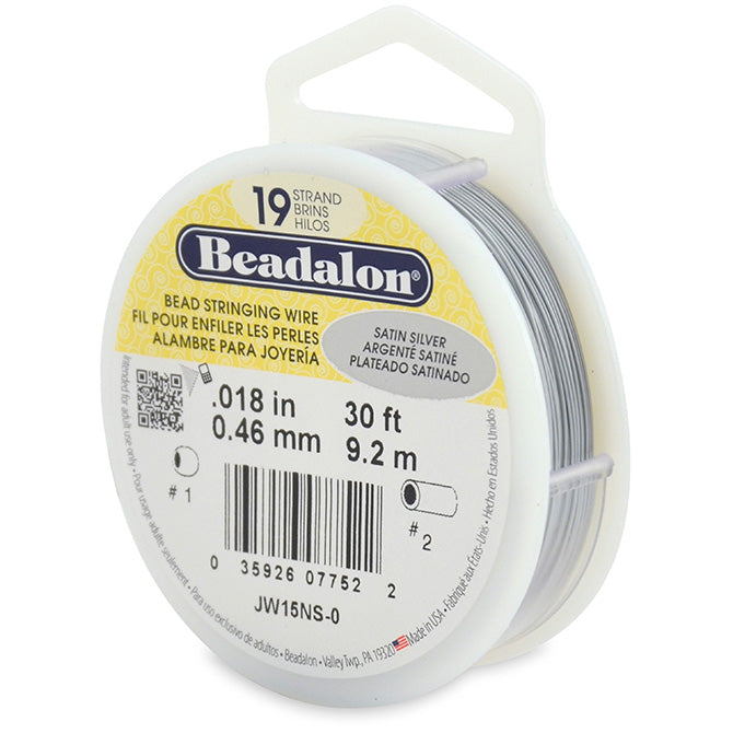 Beadalon fil câble 19 brins argenté satiné 0.46mm, 9.2m (1)
