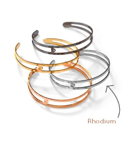 Bracelet bangle laiton rhodium pour perles de 4mm 9x60mm (1)