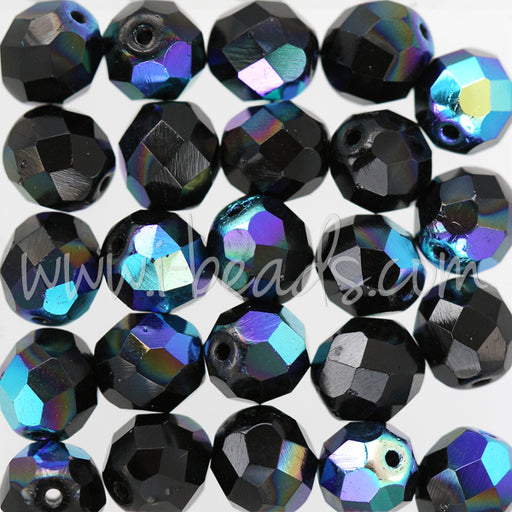 Achat Perles facettes de bohème jet ab 8mm (25)