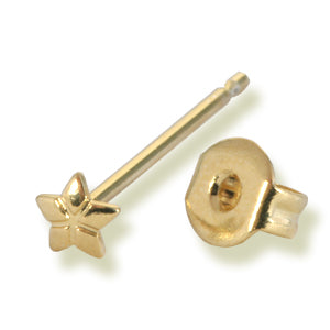 Boucles d'oreilles Clou fleur métal doré or fin (2)