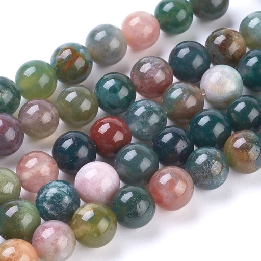 Perles en agate indienne, ronde, vert foncé - 8mmx1 - 47pcs /fil - 38cm (1 fil)
