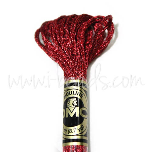 Fil à broder DMC mouliné effet lumière 8m rouge rubis E815 (1)