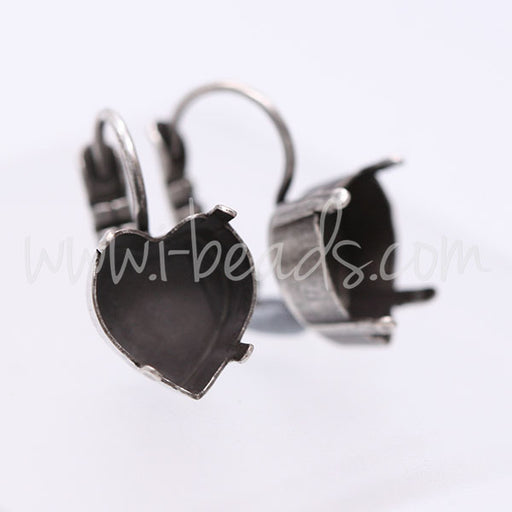 Ohrringfassung für Swarovski 4831 Herz 11mm antik silber-plattiert (2)