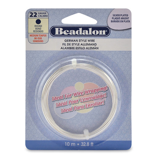 Achat Fil métallique Beadalon rond plaqué argent gauge 22 (0,64mm), 10m (1)