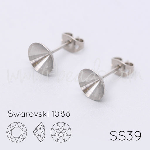 Vertiefte Ohrsteckerfassung für Swarovski 1088 SS39 Rhodium (2)