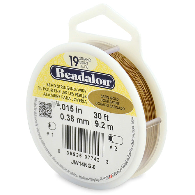 Beadalon fil câble 19 brins doré satiné 0.38mm, 9.2m (1)