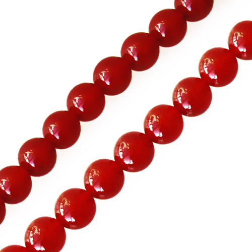 Perles rondes agate rouge teintée orange 6mm sur fil (1)