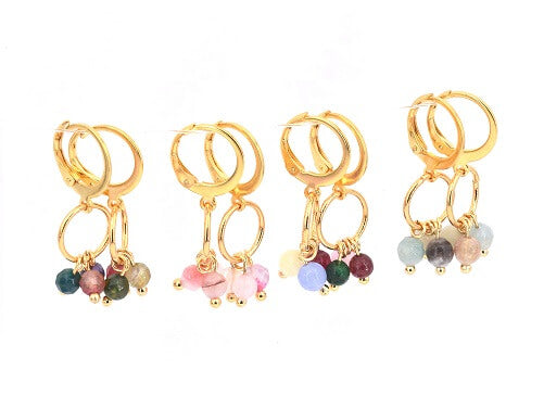 Breloques perles Pierre Gemmes Jade mélange de couleurs FLASH neon fluo 4mm + clou métal doré qualité (10)