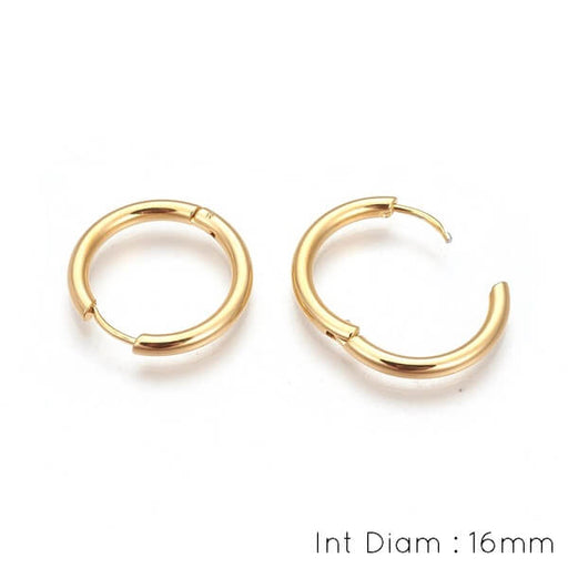 Achat Boucle d&#39;oreille créole huggie en acier doré OR-20x2mm-diam int : 16mm (2)