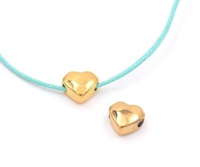 Perles coeur en acier inoxydable, métal doré - 8.5mm trou 1.2mm (1)
