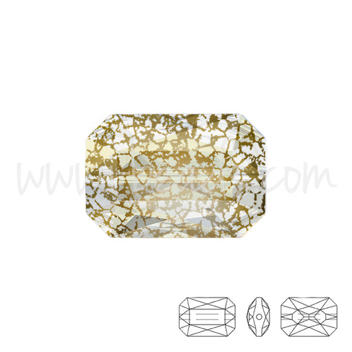 Achat Perle Swarovski 5515 Emerald cut crystal gold patina 14x9.5mm (1)