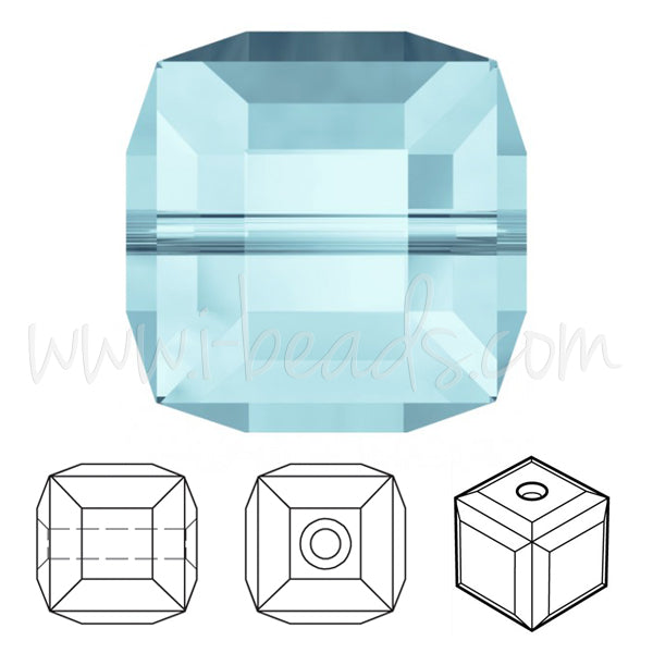 Perles cube Swarovski aquamarine 8mm  (2)