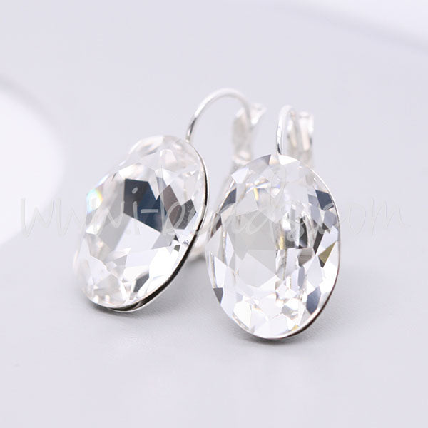 Serti boucle d'oreilles pour Swarovski 4120 18x13mm argenté (2)