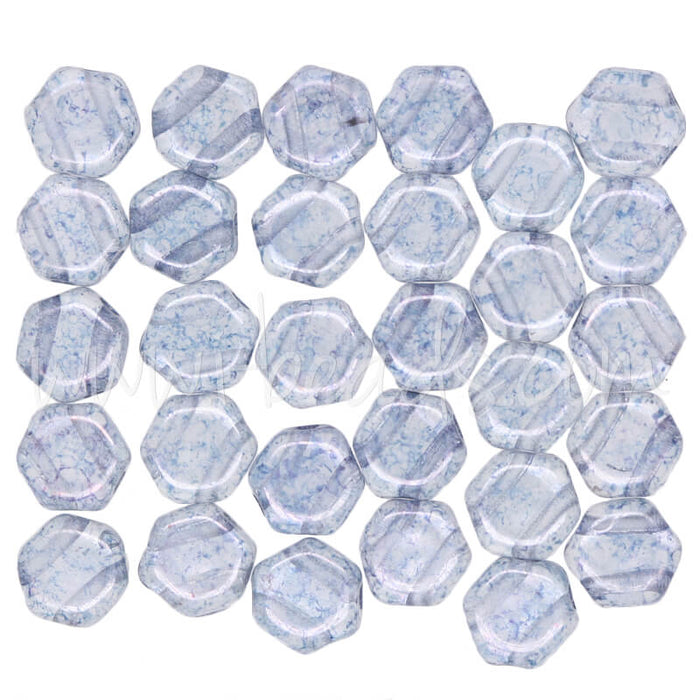 Honeycomb Perlen 6mm transparent blue luster (30)