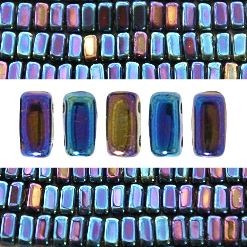 Perles 2 trous Perles 2 trous CzechMates bricks iris blue 3x6mm (50)