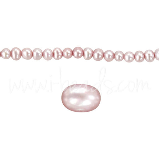 Achat Perles d&#39;eau douce rondes rose poudré 3.5mm sur fil (1)