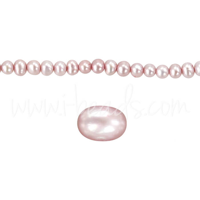Perles d'eau douce rondes rose poudré 3.5mm sur fil (1)