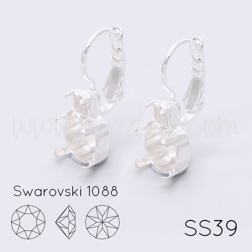 Ohrringfassung für Swarovski 1088 SS39 und 4mm-pp31-SS19 silber-plattiert (2)