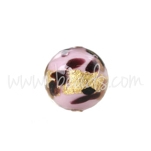 Kaufen Sie Perlen in der Schweiz Murano Glasperle Rund Pink Leopard 6mm (1)