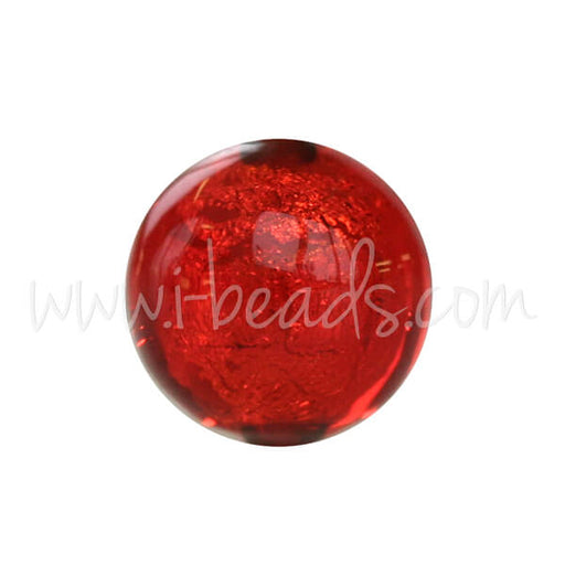 Kaufen Sie Perlen in der Schweiz Murano Glasperle Rund Rot und Gold 8mm (1)