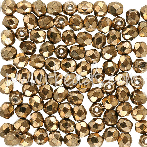 Perles facettes de bohème bronze 4mm (100)