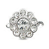 Fermoir fleur strass métal finition plaqué argent 12mm (1)