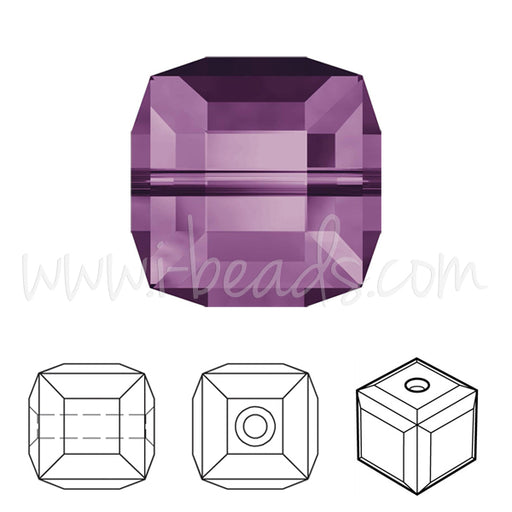 Perles cube Swarovski amethyst 4mm