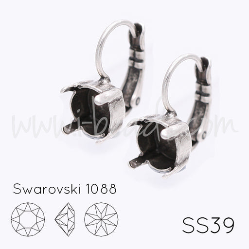Ohrringfassung für Swarovski 1088 SS39 antik silber-plattiert (2)
