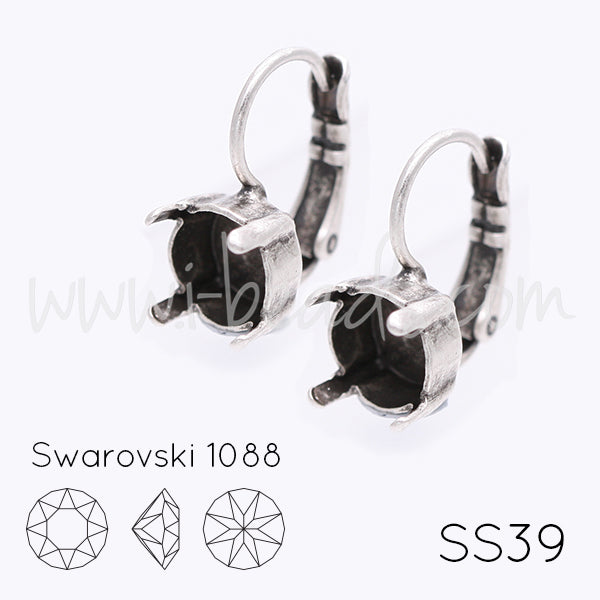 Serti dormeuses pour Swarovski 1088 SS39 argenté vieilli (2)
