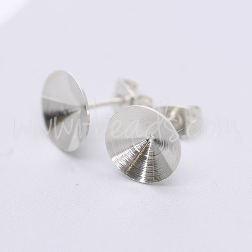 Achat Serti boucle d&#39;oreilles coniques pour Swarovski 1122 rivoli SS47 rhodié (2)