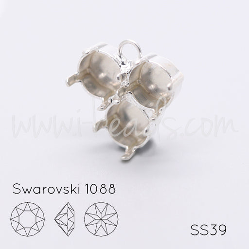Serti pendentif pour 3 Swarovski 1088 SS39 argenté (1)