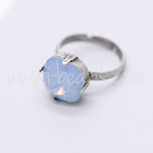 Serti bague ajustable pour Swarovski 4470 12mm argenté vieilli (1)